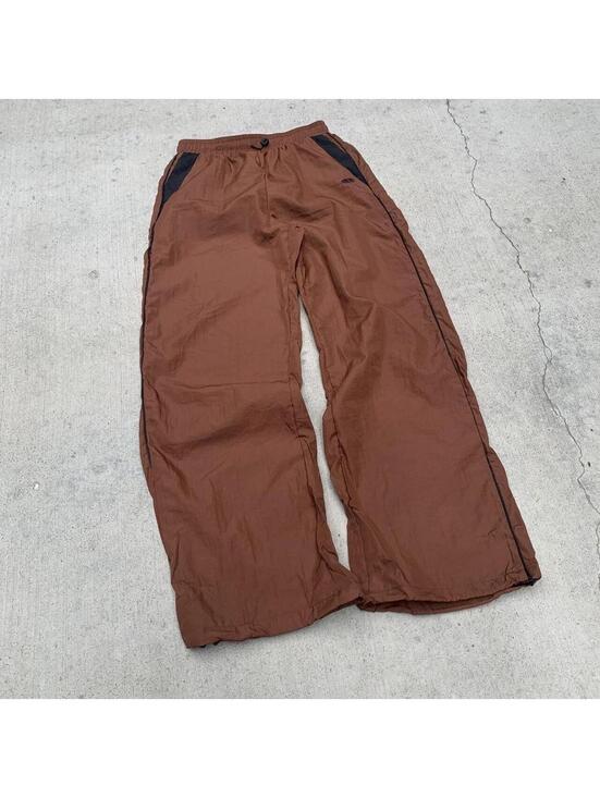 Pants - Y2k 2000s baggy loose lightweight striped Brown and Black windbreaker pants